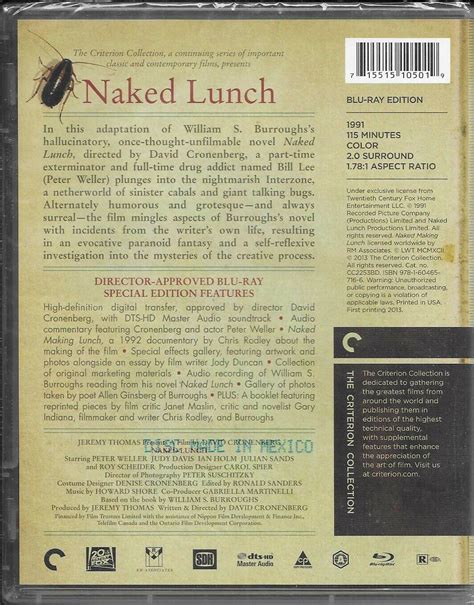 Naked Lunch Blu Ray Disc Criterion Collection Compra Online En Ebay