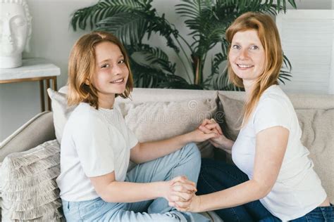 Mom And Daughter With Red Hair Red Haired Women With Fair Skin With Freckles Stock Image