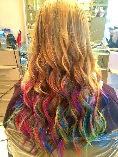 Strawberry blonde, honey blonde and dark blonde hair keep being popular from the previous. Rainbow Ombre on my client | Hair dye tips, Hair color ...