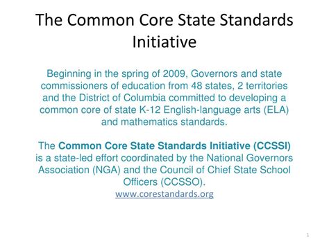 Ppt The Common Core State Standards Initiative Powerpoint