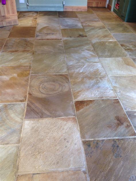 Highly patterned features, delicate pictorials, rustic country and displays of dramatic colour. Restored York stone floor tiles | Cotswold Stone Floor Cleaners