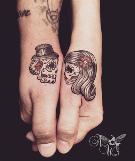 When choosing your design, it's best to go for something that fits with your sense of style, budget whatever you decide, it's clear that lock and key tattoos show you're truly made for each other. sugar skull couple tattoo - Google zoeken - Tatoeage ...