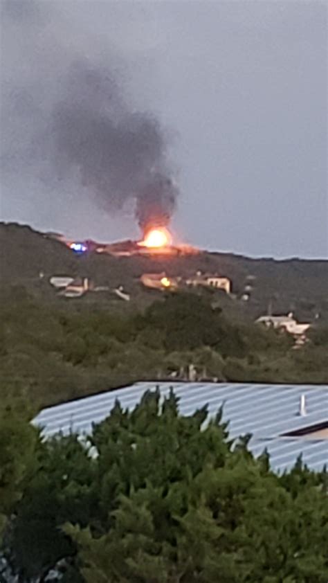 House on fire near Lake Travis, Texas