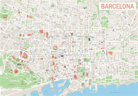 Barcellona Carta Turistica Mappa Barcellona Per Zone Turistiche