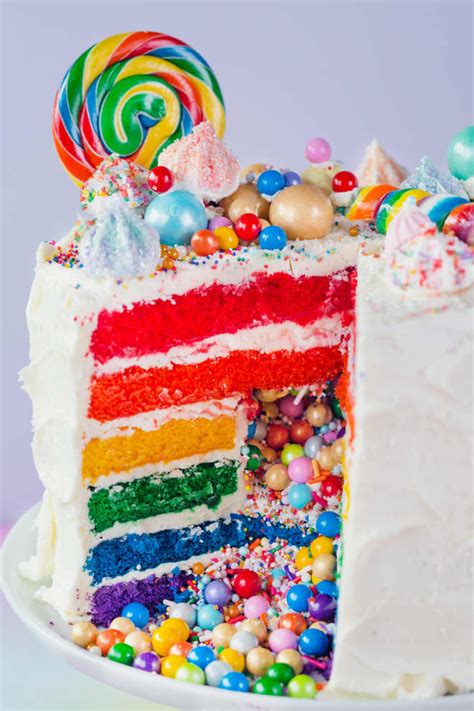 A birthday cake is a cake eaten as part of a birthday celebration in many world traditions. How To Make the Ultimate Rainbow Surprise Cake | Recipe ...