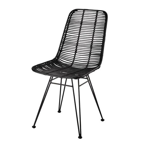 Outdoor aluminium rahmen pe rattan gewebt esszimmer stuhl. Stuhl aus Rattan und Metall, schwarz Pitaya | Maisons du Monde