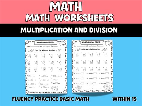 Multiplication and division facts fluency practice: basic math
