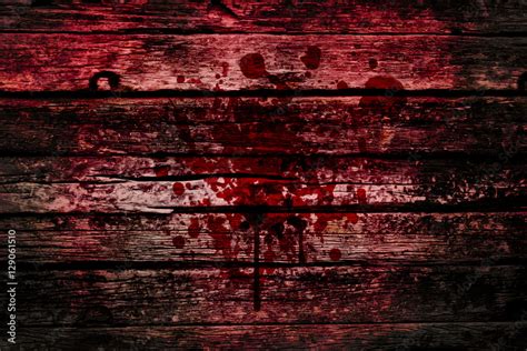 Bloody Wall Grunge Of Blood Splash On Wood Dark Tone Murder Or Killer