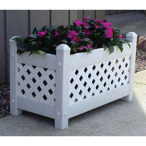 Lattice planter box are scientifically designed to ensure the best breathability and watering mechanisms to ensure that your lovely plants and flowers keep flourishing. Dura-Trel 28 in. x 14-1/2 in. White Vinyl Lattice Planter ...
