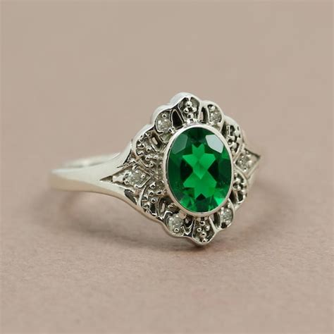 Emerald Gemstone Ring May Birthstone 925 Sterling Silver Etsy