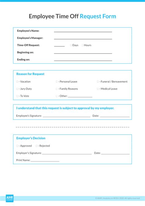 Employee Time Off Request Form Template