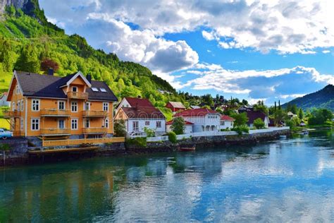 Idyllic Small Town Stryn In Norway Stock Photo Image Of Village