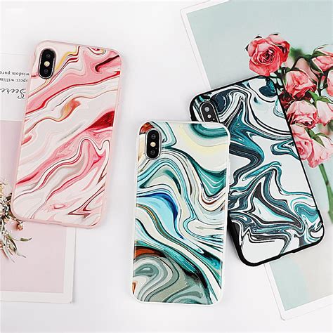 Uberay Colorful Marble Case For Iphone Xs Xr Xs Max X 8 7 6 6s Plus