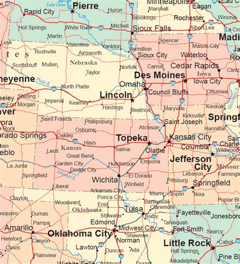 Central Plains States Road Map