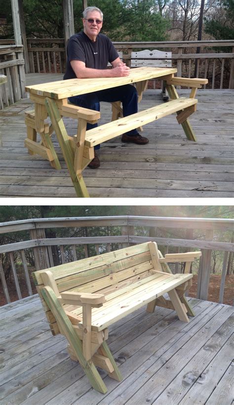 picnic table easily turns into a bench picnic table handyman projects home decor