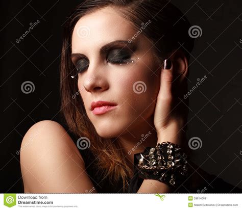 Glamor Woman Dark Face Portrait Beautiful Female Stock Image Image