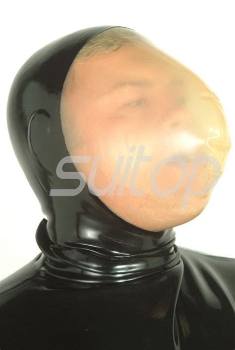 Breathless Full Head Rubber Latex Hood Masks With Neck