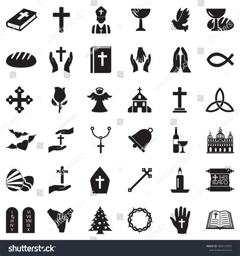Christianity Icons Black Flat Design Vector Stock Vector Royalty Free