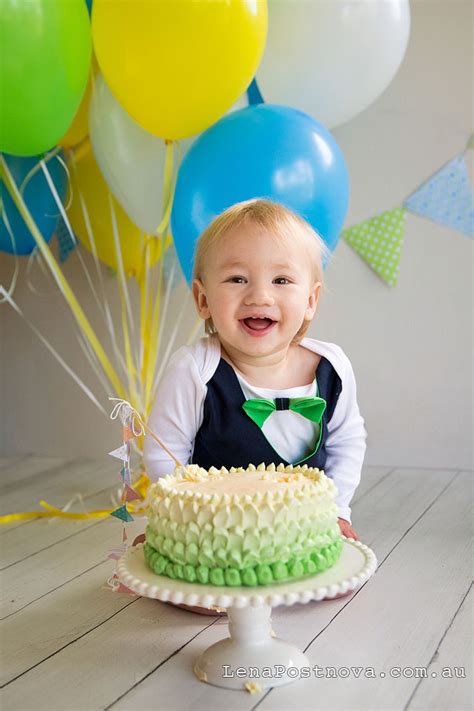 1 year old birthday cake for boy on the first birthday of a child, everything will naturally be for the first time. Cake Smash Sydney - 1st Birthday Photos - Lena Postnova Photography - Newborn Photographer Sydney