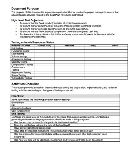 Software Test Plan Template Word