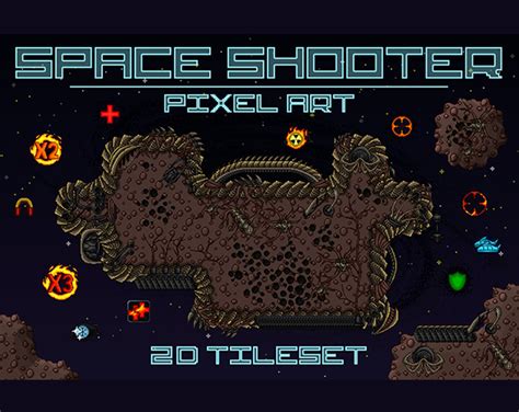 Space Shooter 2d Tileset Pixel Art By Free Game Assets Gui Sprite