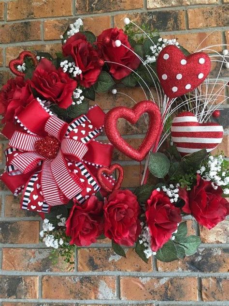 Valentine Wreath Valentines Front Door Wreathheart Etsy In 2020