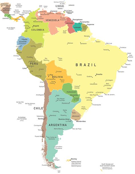 Mapa Politico De Sudamerica Vector South America Map America Map Images