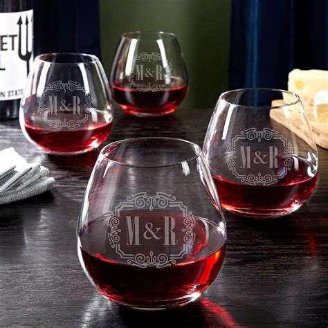 You And Me Together Forever Monogrammed Stemless Wine Glasses Set Of 4