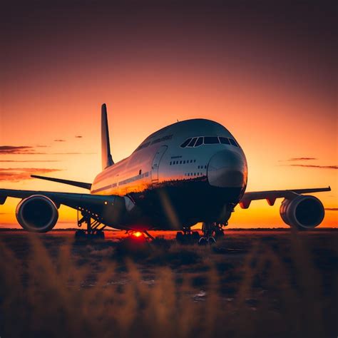 Premium Photo Photo Of Airplane At Sunset Beautiful Photography