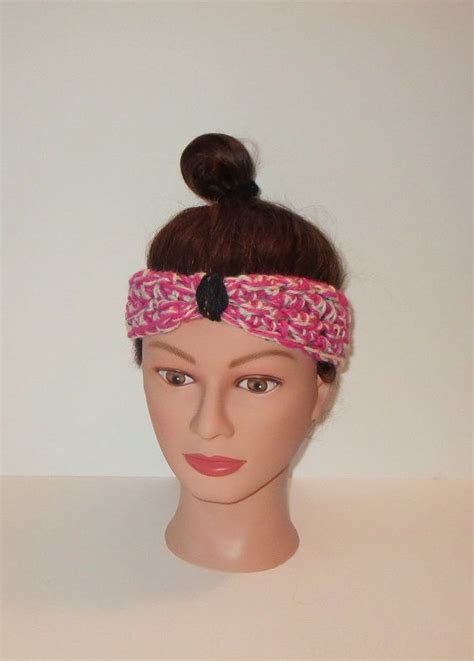Pink Crochet Knotted Headband Turban Headband Bow By Tistephani 1600