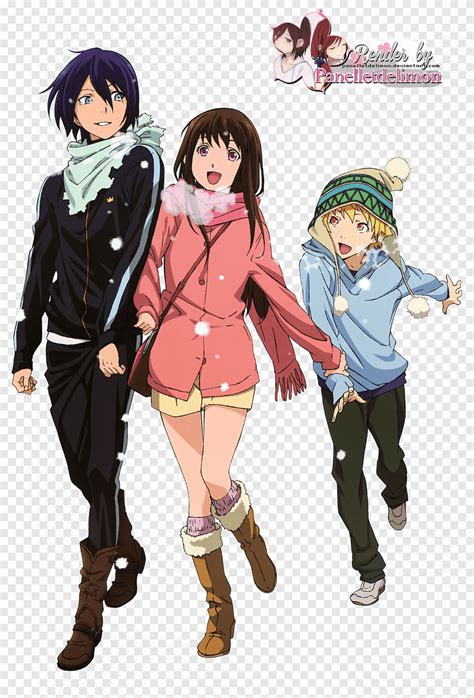 Render Noragami Yato Hiyori And Yukine Three Female Anime Characters Illustration Png Pngegg