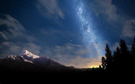 Wallpaper Sunlight Landscape Mountains Galaxy Sky Long Exposure