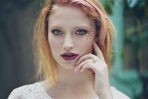 wallpaper id 1576699 red lipstick redhead pale portrait blue eyes face makeup looking