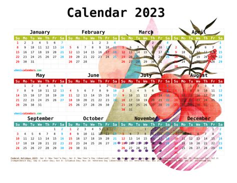One Year Calendar 2023 Printable Time And Date Calendar 2023 Canada