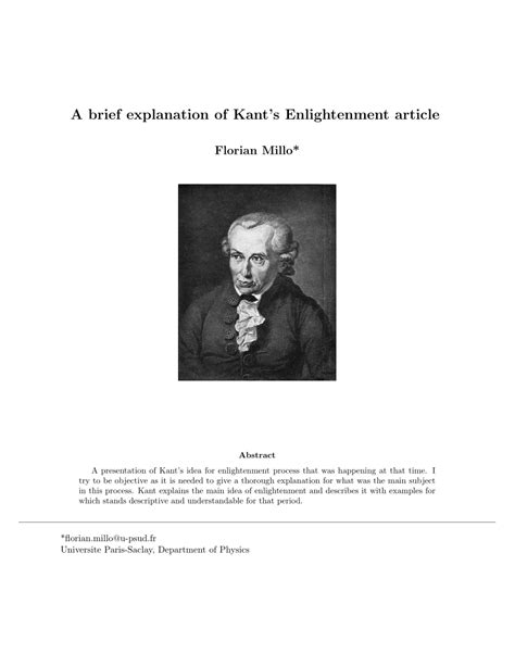 Pdf A Brief Explanation Of Kants Enlightenment Article