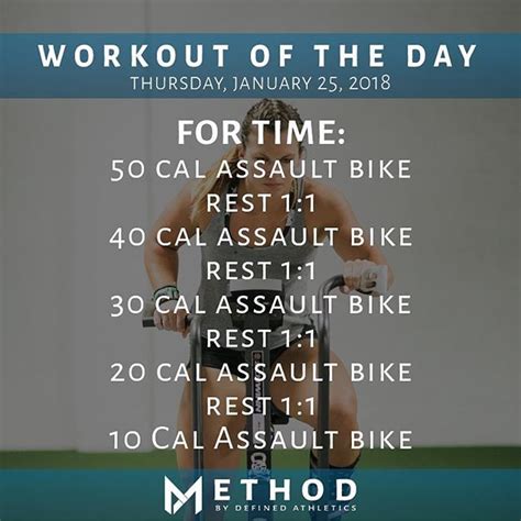 Workout Of The Day January 25 2018 For Time 50 Cal Assault Bike Rest