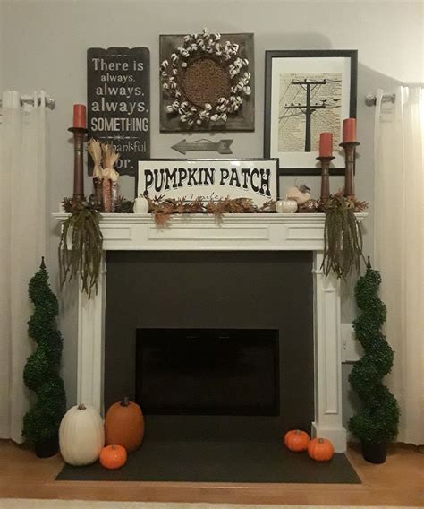 Autumn is my favorite color! New fall mantle decor. | Mantle decor, Fall mantle, Mantel decorations