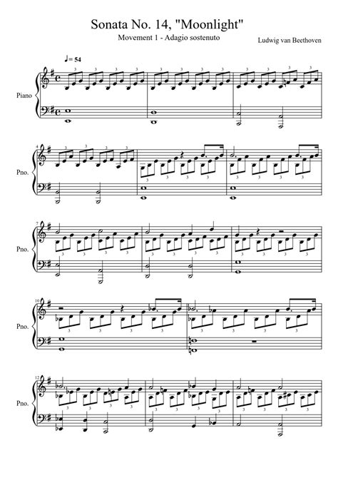 Print and download 'moonlight sonata' from sonata quasi fantasia, op.27, no.2 by composer ludwig van beethoven. Sonata No. 14, "Moonlight" Transposed to E Minor sheet music download free in PDF or MIDI
