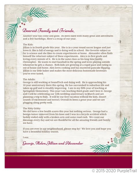 Elegant Wood And Pine Decor Christmas Letter Christmas Letter Templates