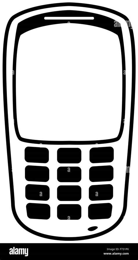 A Mobile Phone Silhouette Outline Isolated On A White Background Stock