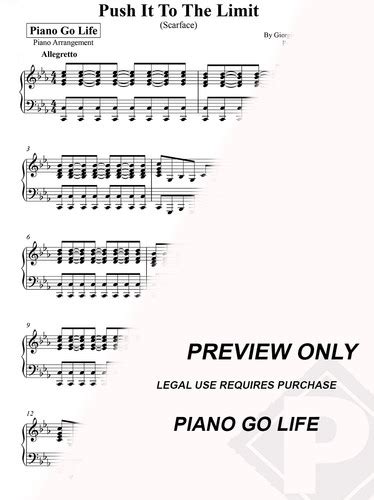 Push It To The Limit Scarface Sheet Music Piano Go Life
