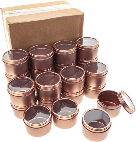 Mimipack 24 Pack Tins 4 Oz Rose Gold Deep Round Tins With