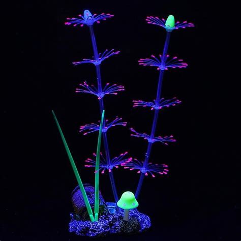 Artificial Glowing Coral Seaweed Plant Ornament Fish Tank Aquarium