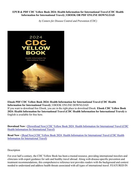 Download Book Cdc Yellow Book 2024 Health Information For