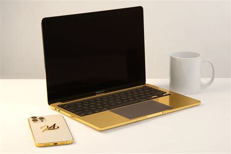 24k Gold Macbook Pro 13 Inch With Diamond Encrusted Apple Logo Leronza