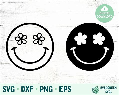 Smiley Face Svg Smiley Face With Flower Eyes Hippie Svg For Etsy Hong Kong