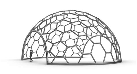 Hexagonal Dome Structure Geodesic Like Wireframe Design V2 3d Model