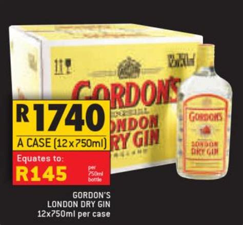 Gordons London Dry Gin 12x750ml Per Case Offer At Shoprite Liquor