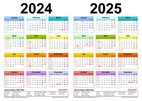 Two Year Calendars For 2024 And 2025 Uk For Excel