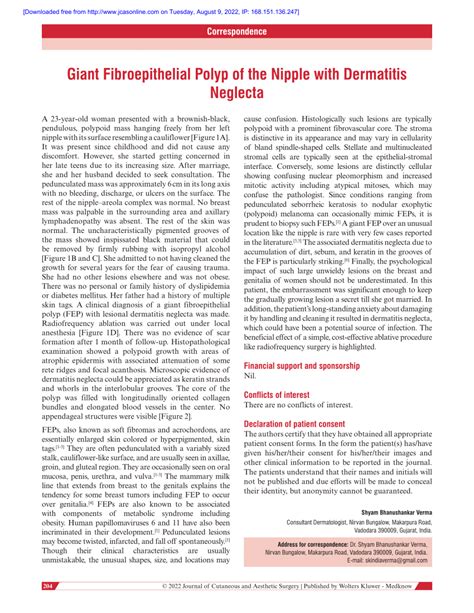 Pdf Giant Fibroepithelial Polyp Of The Nipple With Dermatitis Neglecta
